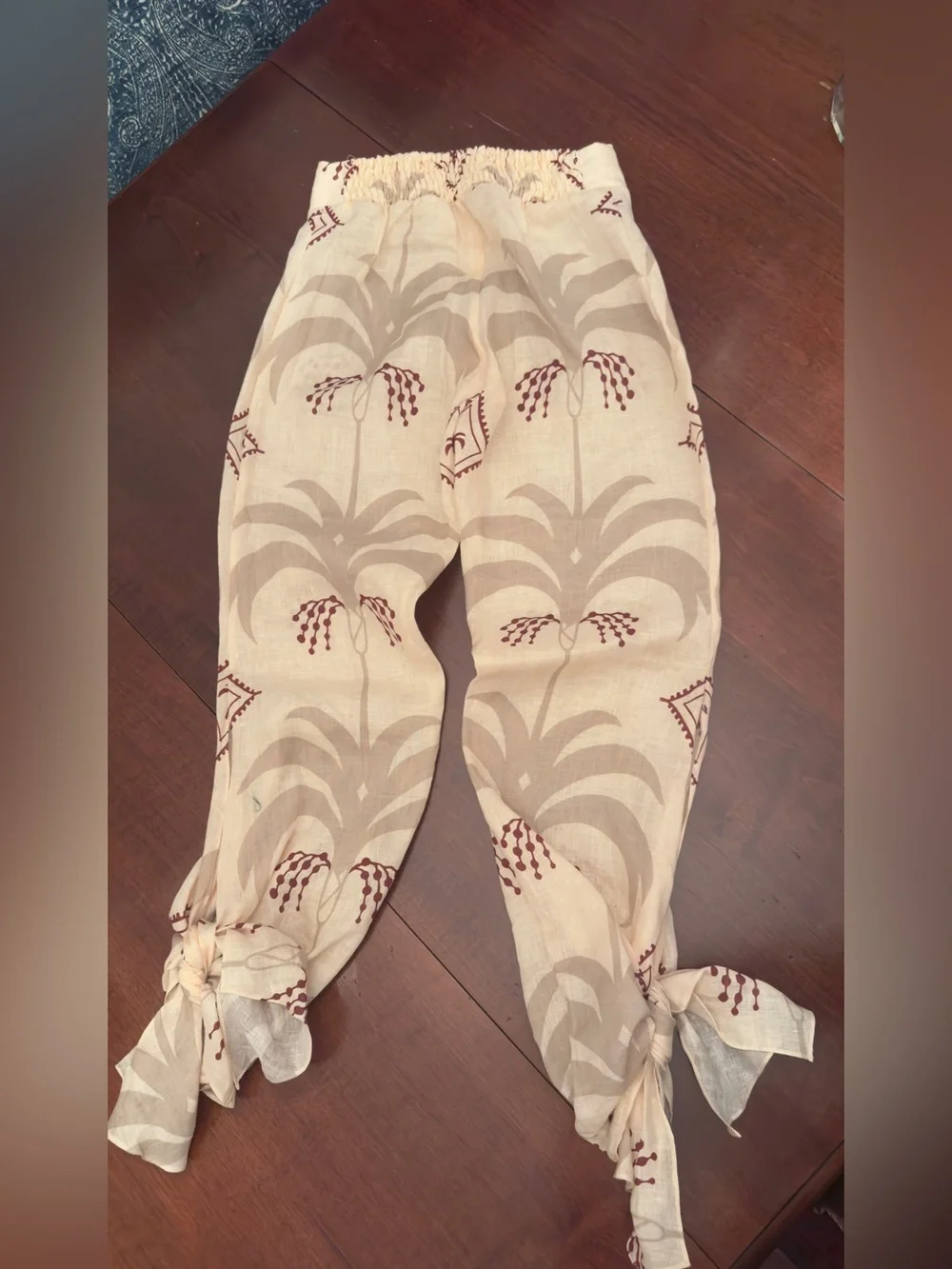 Johanna Ortiz Beige Printed Wide-Leg Femininity Dramatic Pant